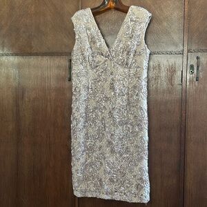 Marina Sequin Lace Roses design sleeveless blush Dress Blush size 14